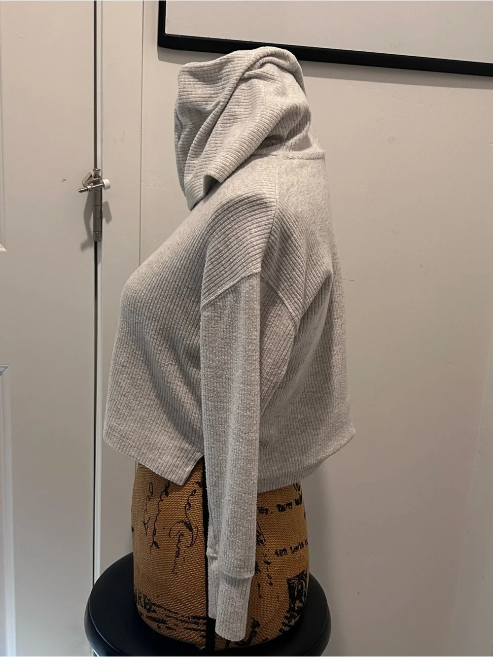 Old Navy Girls' Light Gray Hooded Waffle-Knit Pullover